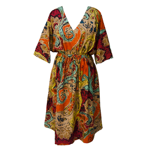 Copper Paisley Cotton Maxi Dress UK Size 18-32 M132