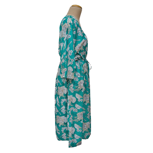 Teal Birds Cotton Maxi Dress UK Size 18-32 M28