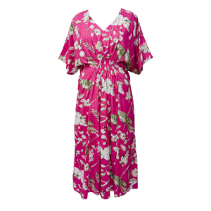 Pink Birds Cotton Smocked Maxi Dress Size 16-32 P211