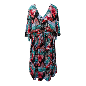 Abstract Dark Viscose Maxi Dress UK Size 18-32 M137