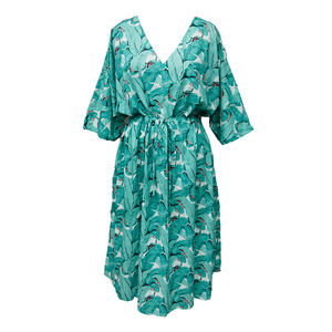 Turquoise Feathers Cotton Maxi Dress UK Size 18-32 M170