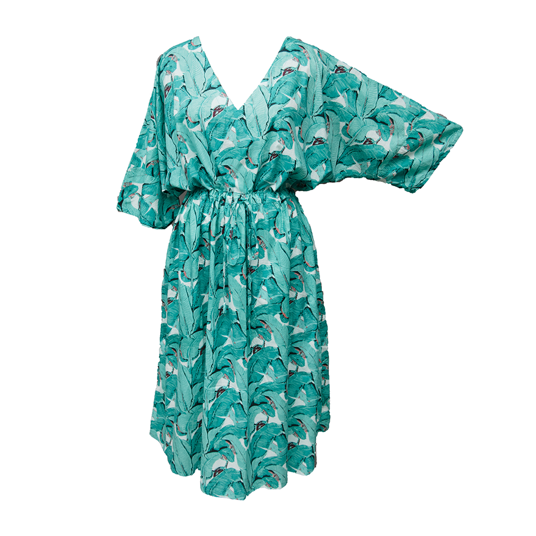 Turquoise Feathers Cotton Maxi Dress UK Size 18-32 M170