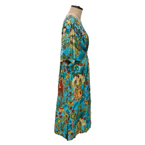 Sky Artistic Print Cotton Smocked Maxi Dress Size 16-32 P 202