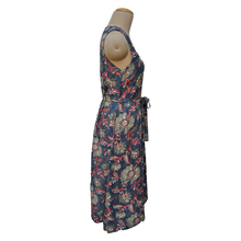Load image into Gallery viewer, Navy Floral Belted Sleeveless Midi Dress Size 14-30 B2