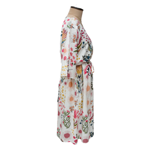 Load image into Gallery viewer, White Summer Flowers Cotton Maxi Dress UK Size 18-32 M151