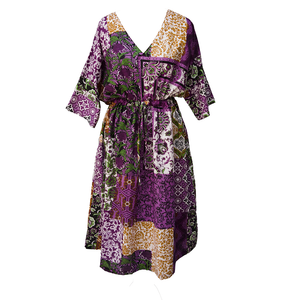 Purple Patchwork Cotton Maxi Dress UK Size 18-32 M144