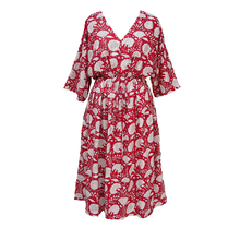 Load image into Gallery viewer, Red Marigolds Cotton Maxi Dress UK Size 18-32 M153