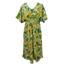 Load image into Gallery viewer, Tropical Lemon Lime Cotton Smocked Maxi Dress Size 16-32 P241
