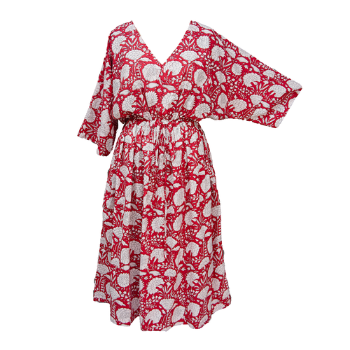 Red Marigolds Cotton Maxi Dress UK Size 18-32 M153