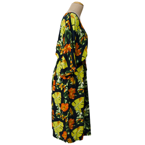 Navy Monstera  Viscose Maxi Dress UK Size 18-32 M145