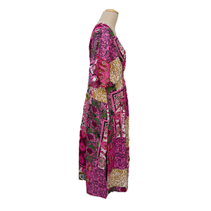 Pink Patchwork Print Cotton Smocked Maxi Dress Size 16-32 P242