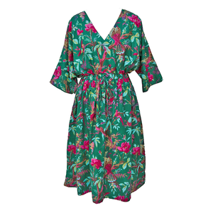 Jade Green Birdies Cotton Maxi Dress UK Size 18-32 M160