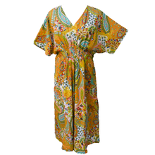 Load image into Gallery viewer, Mustard Paisley Cotton Smocked Maxi Dress Size 16-32 P204