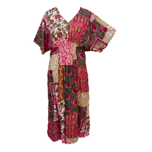 Load image into Gallery viewer, Hibiscus Patchwork Print Cotton Smocked Maxi Dress Size 16-32 P245