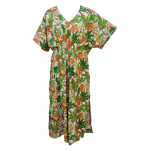 Load image into Gallery viewer, Tropical Orange Cotton Smocked Maxi Dress Size 16-32 P244