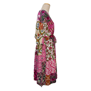 Pink Patchwork Print Cotton Maxi Dress UK Size 18-32 M126