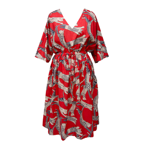 Red Egyptian Cats Cotton Maxi Dress UK Size 18-32 M163