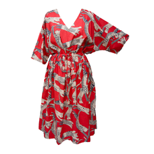 Load image into Gallery viewer, Red Egyptian Cats Cotton Maxi Dress UK Size 18-32 M163