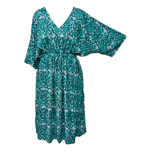 Turquoise Batik Viscose Maxi Dress UK Size 18-32 M93