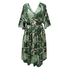 Load image into Gallery viewer, Green Banana leaves Cotton Maxi Dress UK Size 18-32 M165