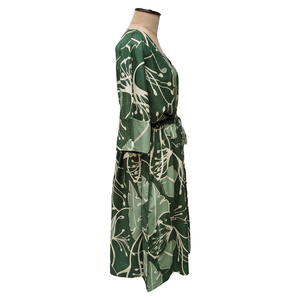 Green Banana leaves Cotton Maxi Dress UK Size 18-32 M165