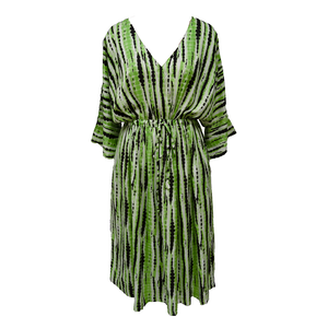 Tie Dye Neon Green Viscose Maxi Dress UK Size 18-32 M65