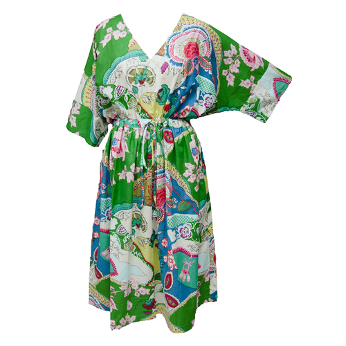 Multicolored Patchwork Cotton Maxi Dress UK Size 18-32 M166