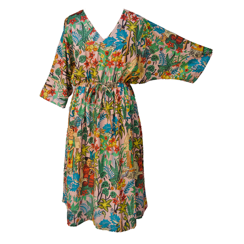 Tropical Blush Artistic Cotton Maxi Dress UK Size 18-32 M34