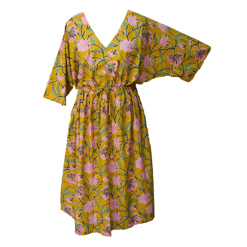 Mustard Vines Cotton Maxi Dress UK Size 18-32 M127