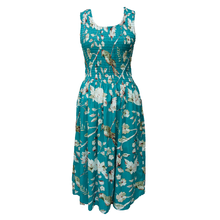 Load image into Gallery viewer, Teal Birds Print Cotton Maxi Dress UK One Size 14-24 E109