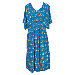 Blue Bunnies Smocked Maxi Dress Size 10-32 P7