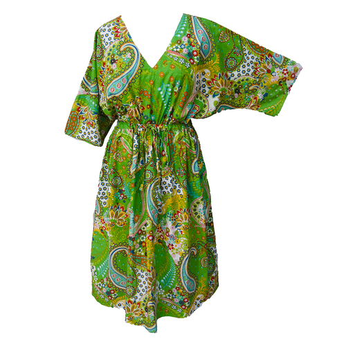 Green Paisley Cotton Maxi Dress UK Size 18-32 M130