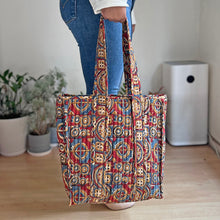 Load image into Gallery viewer, Hand Printed Quilted Tote Bag