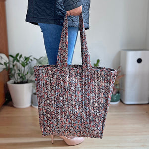 Hand Printed Quilted Tote Bag