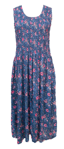 Navy Vines Viscose Maxi Dress UK One Size 14-24 EM3