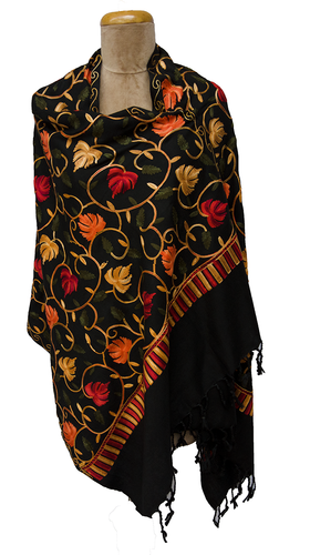 Black Embroidered Shawl S57